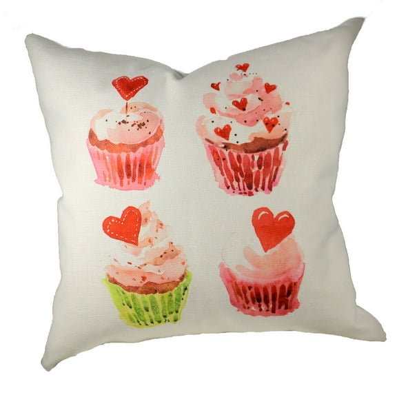Home Decor Valentine Cupcake Quartet Fabric Cottage Pillow Pwvcq