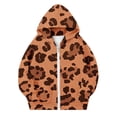 thumbnail image 4 of Lutiedan Leopard Zip up Hoodie for Girls Oversized Fleece Lined Warm Outerwear Lightweight Fall Winter Sweatshirt Size 4-12,Brown, 4 of 6