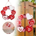 thumbnail image 2 of Welcome Valentine's Day Love Front Door Sign, Red Hearts Farmhouse Wood Door Hanger Outdoor Outside Porch Decor, Anniversary Wedding Holiday Wooden Wreath Indoor Wall Hanging Decoration, 2 of 6