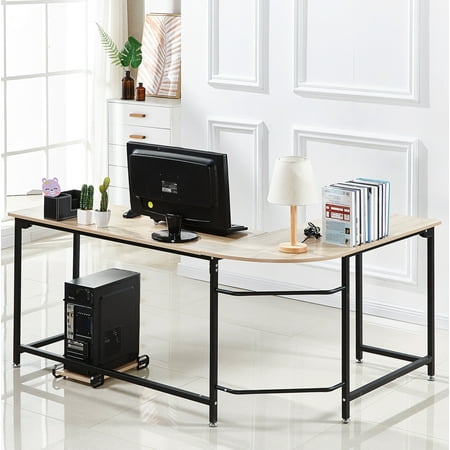 Best Choice Products Modern L-Shaped Corner Desk w/ CPU Stand - Light (Best Cpu Price In India)