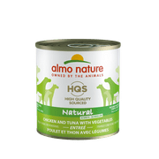 (12 Pack) Almo Nature HQS Natural Chicken in broth and tuna with vegetables Wet Canned Dog Food 9.87 oz.Cans
