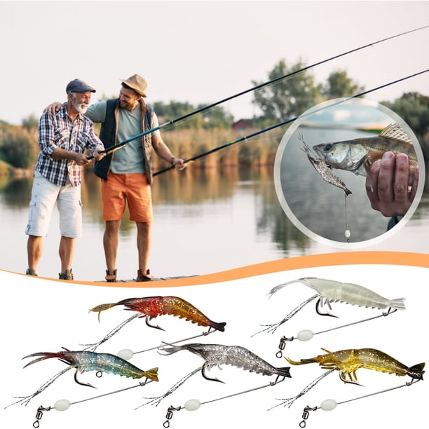 Señuelo Blando de Camarones Que Brilla En La Oscuridad con Anzuelo: Natación Realista, Cebo Biónico para Pesca Nocturna de Bagres, Bacalaos, Pargos y Truchas.