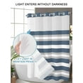 thumbnail image 4 of No Hook Cloth Fabric Shower Curtain with Snap in Liner, Haze Blue Stripe Waterproof Shower Curtains Set with See Through Top Window, Farmhouse Blue Gray Striped Bath Curtains Shower 54"x78", 4 of 6