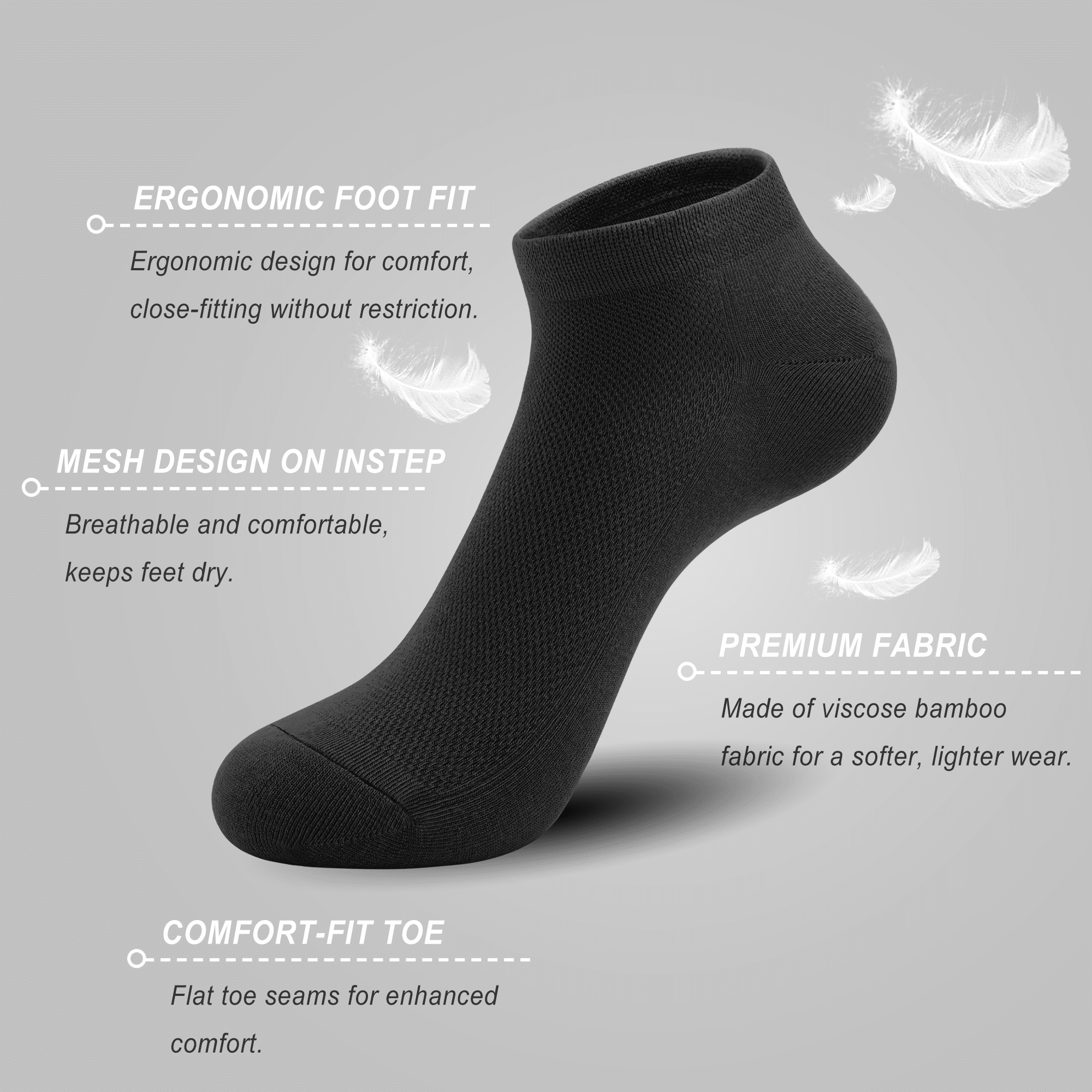 Breathable Viscose Bamboo Mesh Socks for Women – Lightweight, Low-Cut Ankle Odor Free – 50-Pair Bulk Set