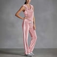 thumbnail image 7 of MLCDZ Women's Velvet 2 Piece Set Elegant V Neck Hooded Sleeveless Top and Elastic Waist Loose Fit Pants with Pockets Jogging Sets Velour Tracksuit 2000s, 7 of 7