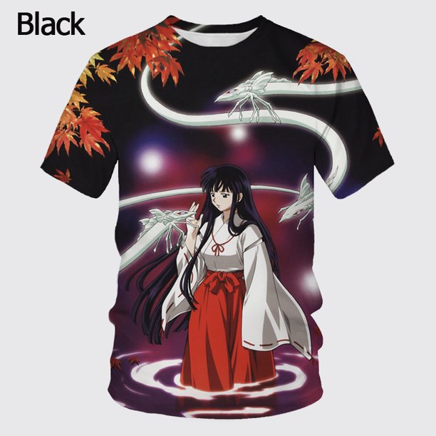Verano Nueva Manga 2023 Corto anime inuyasha 3d Camiseta Impresión Moda Cuello Redondo casual top