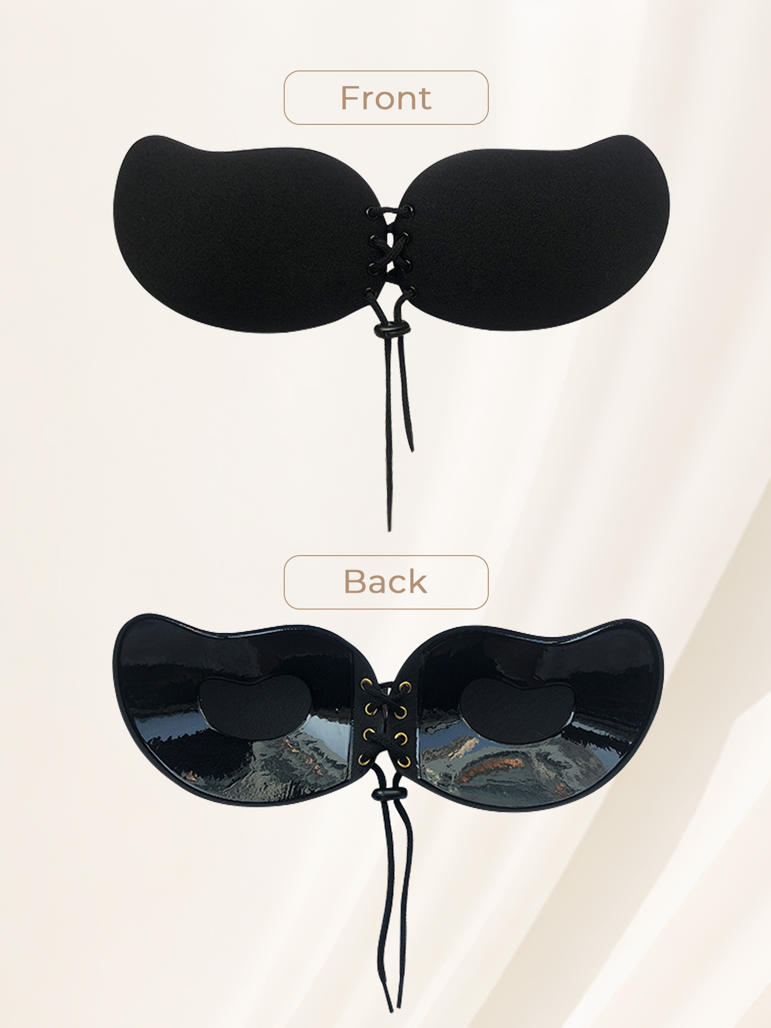 Unique Bargains Women's Strapless Push Up Backless Bras XS Black Mango Cup