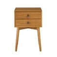 thumbnail image 2 of Leptis Mid-Century 2-Drawer Solid Wood Side Table, Light Oak, 2 of 9
