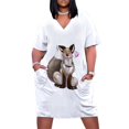 thumbnail image 2 of Foxy Friends: Vestido holgado gris claro con bolsillos Vestidos de mujer Ropa de playa, 2 of 7