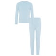 thumbnail image 1 of Rswnyirn Ensemble Couche de Base Filles Garçons sous-Vêtements Thermiques Col Rond Manches Longues Hauts avec Bas Tenues d'Hiver Froid Bleu Clair 160, 1 of 7