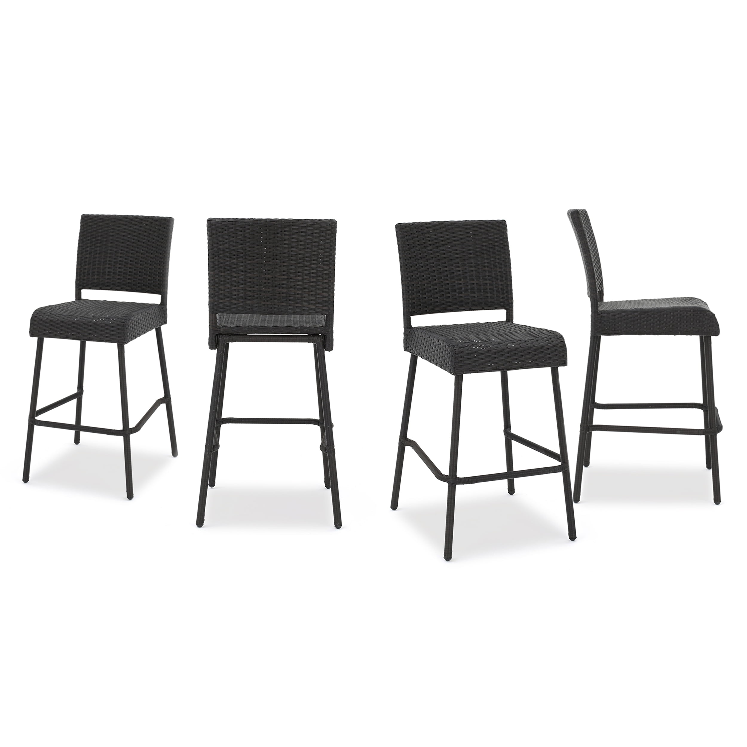 Oscana Outdoor Wicker Barstools, Set of 4, Dark Brown