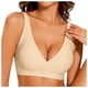 thumbnail image 1 of Sujetador con escote en V profundo para mujer, sin aros y cobertura total, tipo camiseta - Nailon y spandex, sin aros y sin costuras, para una comodidad diaria, 1 of 8