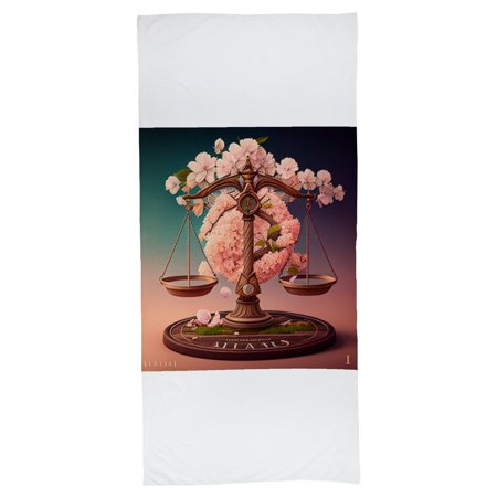 Constellation Series Libra Comics Exquisite Flower Bath Towel  Soft Absorbent Durable Neatly Bound Easy to Hang Towel