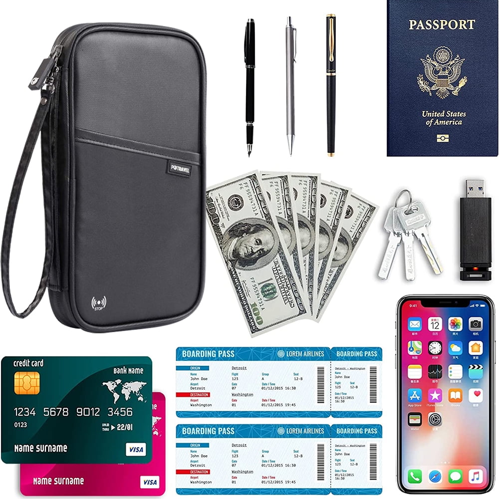 Family Travel Document Holder, GIUGT Passport Bag with Detachable