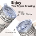thumbnail image 4 of Double Wall Vacuum Tumbler 20oz with Lid & Straw - Stainless Steel Insulated Travel Coffee Mug, Leakproof Thermal Cup, Bohemian Style, 4 of 5