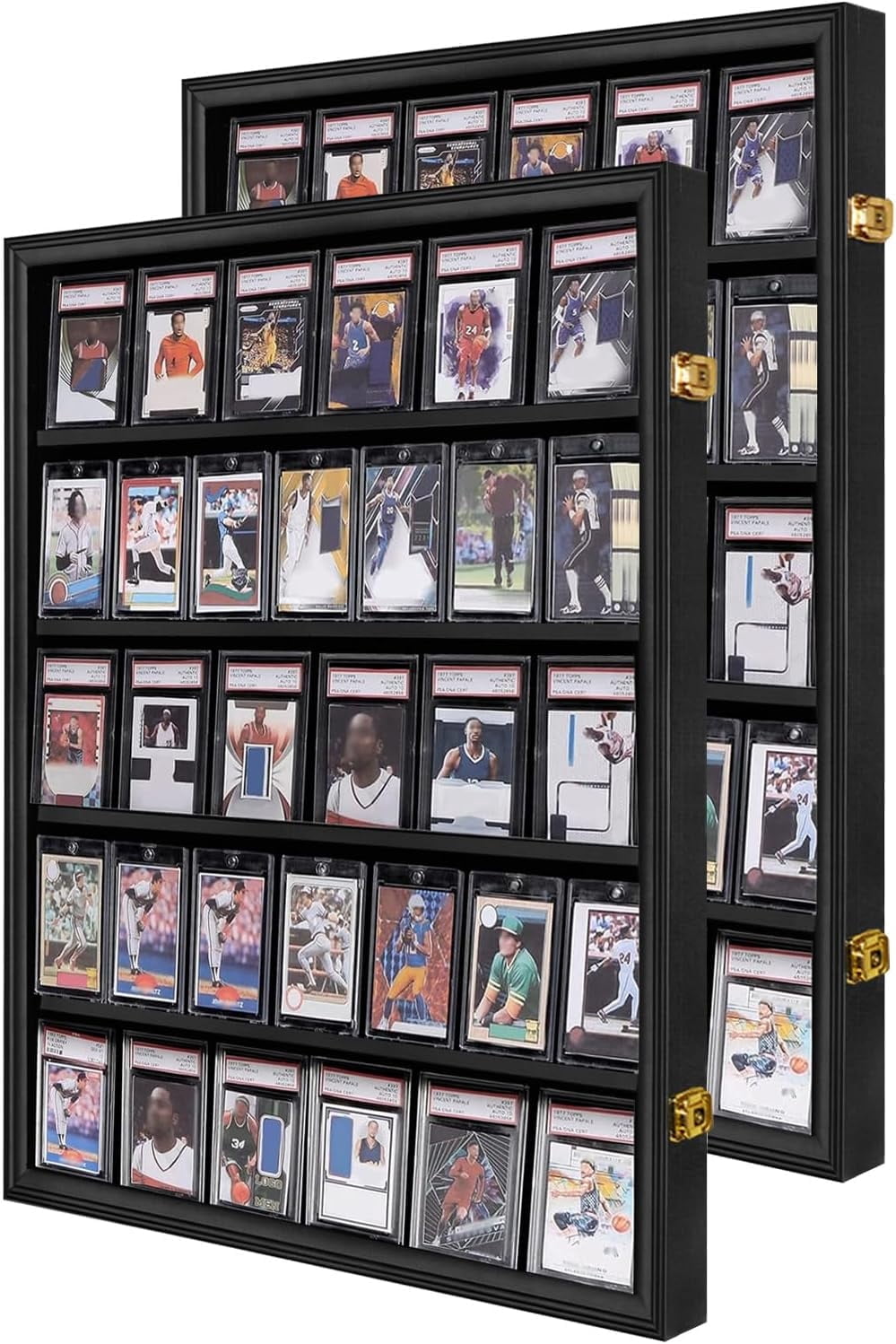 baseball card display case 50 50-Card 1.5 deep FixtureDisplays Black 50 Graded Card