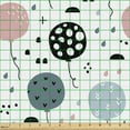 thumbnail image 2 of Cartoon Fabric by the Yard, Pastel Party Balloons Heart Raindrops Stripes Joyful, Decorative Upholstery Fabric for Chairs & Home Accents, Slate Blue Blush Black by Ambesonne, 2 of 5