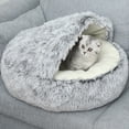thumbnail image 4 of Calming Dog Beds & Cat Cave Bed With Hooded Cover, For Small Pets,Anti-Slip Faux Fur Fluffy Bed, Outer Diameter 40Cm - grey, 4 of 5