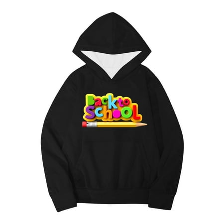 Toddler Sweatshirt Girls Kids Boys Girls Autumn WInter School Season Letter Printed Long Sleeve Hoodie Warm And Comfortable Tops Children s Clothing Boys Pullover Hoodie (Black 100 18-24 Months)
