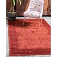 thumbnail image 1 of Unique Loom La Jolla Collection Farmhouse, Contemporary, Botanical, Traditional, Vintage Area Rug, 5 x 8 ft, Orange/Burgundy, 1 of 4