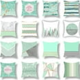 thumbnail image 5 of Light Green Geometric Cushion Cover Polyester Pillowcase Stripe Dot Grid Art Square Cushion Cover, 5 of 5
