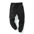 thumbnail image 3 of MAWCLOS Mens Cargo Pants Elastic Waist Trousers Solid Color Jogger Pant Fitted Hiking Drawstring Bottoms Black L, 3 of 3