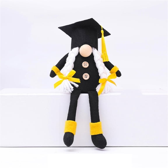 Graduation Gifts for Her Him Black Gnome Plush 10" Handmade Scandinavian Tomte Figurine Graduation Plush Gnomes with Graduation Cap Graduation Table Decorations Congrats Grad Party Favor