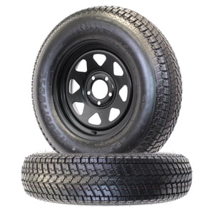 2-Pk Trailer Tire Rim ST205/75D15 15 in. Load C 5 Lug Black Spoke Wheel Sansujyuku sansujyuku.com