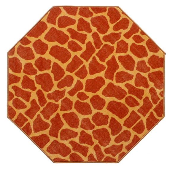 Furnish My Place Animal Print Rug - 3 ft. Octagon, Giraffe On Stilts, Nylon Rug for Patio, Garden, Hallway, Living Room