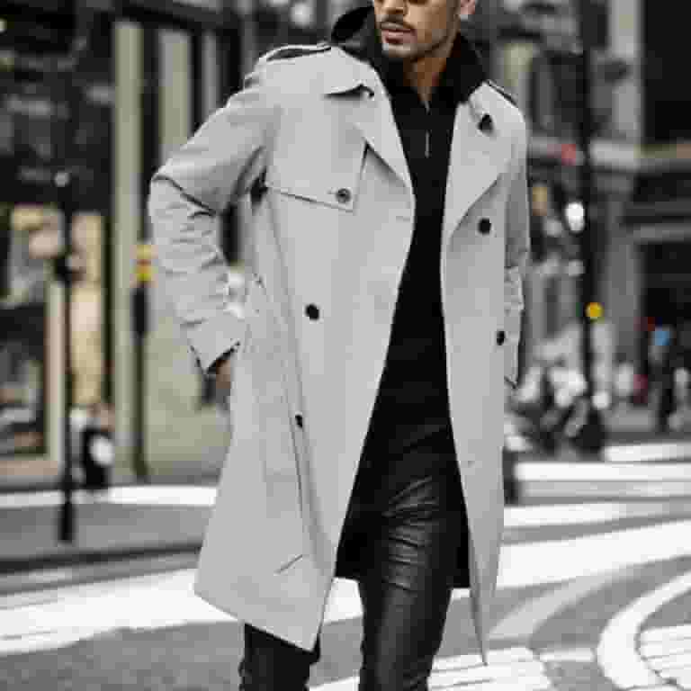 Men's Slim Solid Color Lapel Windbreaker Jacket Men's Slim Solid Color Lapel Windbreaker Jacket