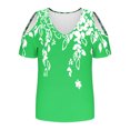 thumbnail image 3 of Tops de Algodón para las Mujeres Impresión de Manga Corta Cuello en V Fuera Del Hombro Blusa de Moda, Imitación de Algodón para el Hogar Diario, 3 of 7