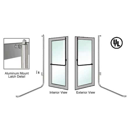 Crl Blumcraft Brushed Stainless Right Hand Reverse Swing Aluminum Door Mount No Cylinder D Exterior Top Securing Panic Handle