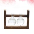 thumbnail image 4 of Jarrón de madera de vidrio con diseño creativo y sencillo, contenedor hidropónico para plantas verdes, decoración de escritorio de estilo moderno (jarrón de doble bola sin planta)., 4 of 5