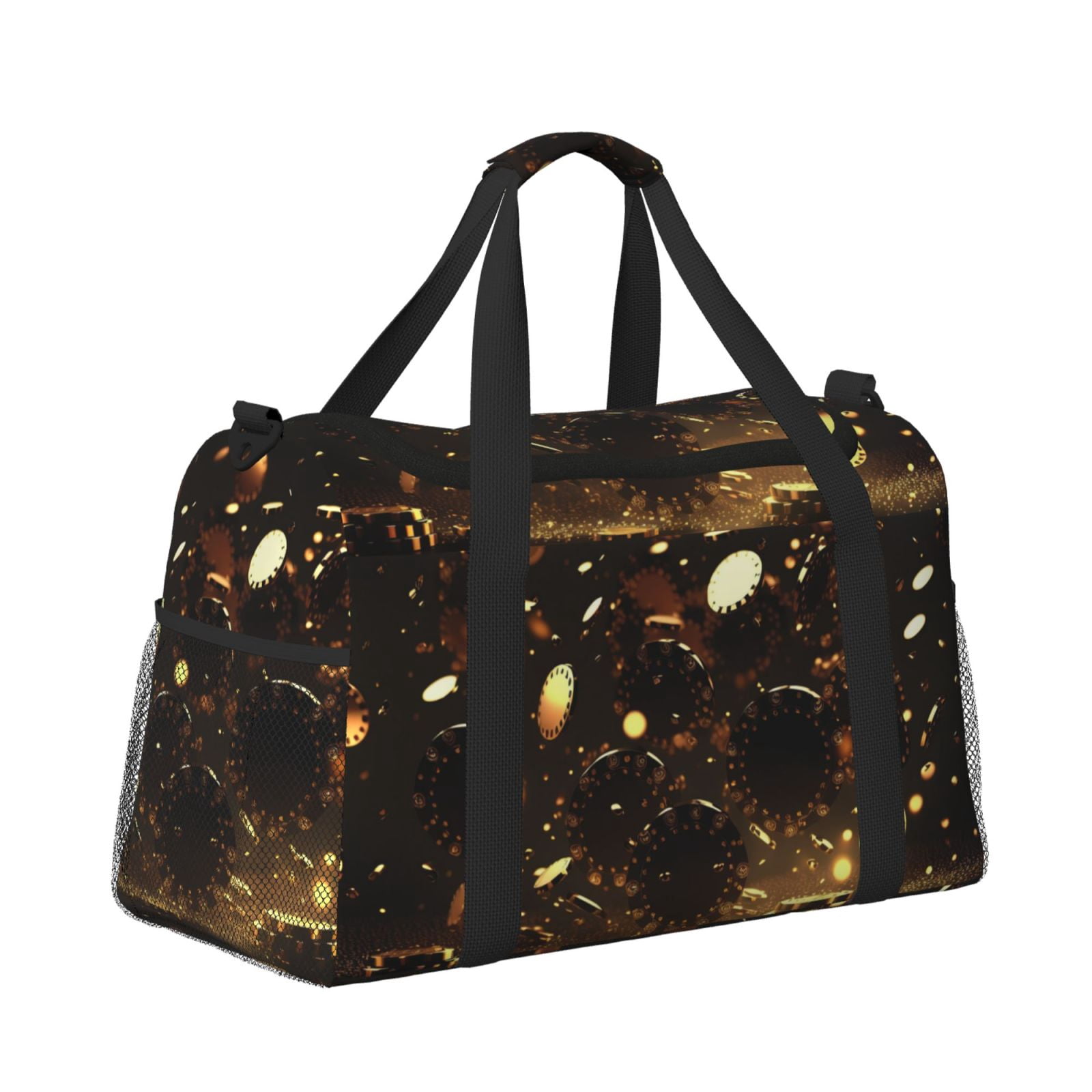 Fuzoiu Classical Golden Casino Print Travel Duffle Bag,Carry On Tote Bags,Duffel Bag,Sport Gym Bag, Hospital Bag for Labor and Delivery, Overnight Bag,Luggage Bag