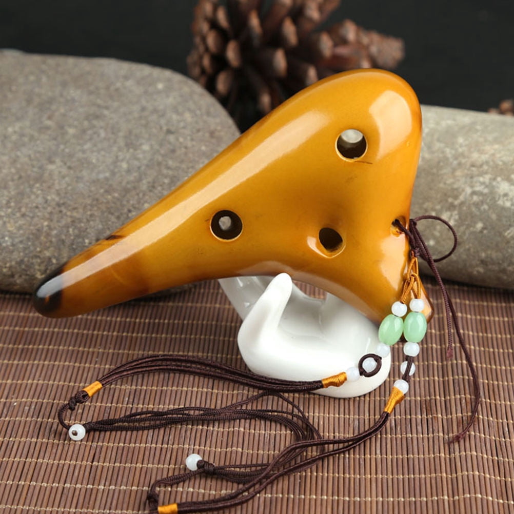 Worgeous 12 Holes Alto Ocarina Music Instrument for Beginner Professional Performer (Yellow)