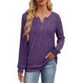thumbnail image 4 of XIEERDUO Womens Sweaters Lightweight Henley Neck Button Up Long Sleeve Shirt Tops, 4 of 5