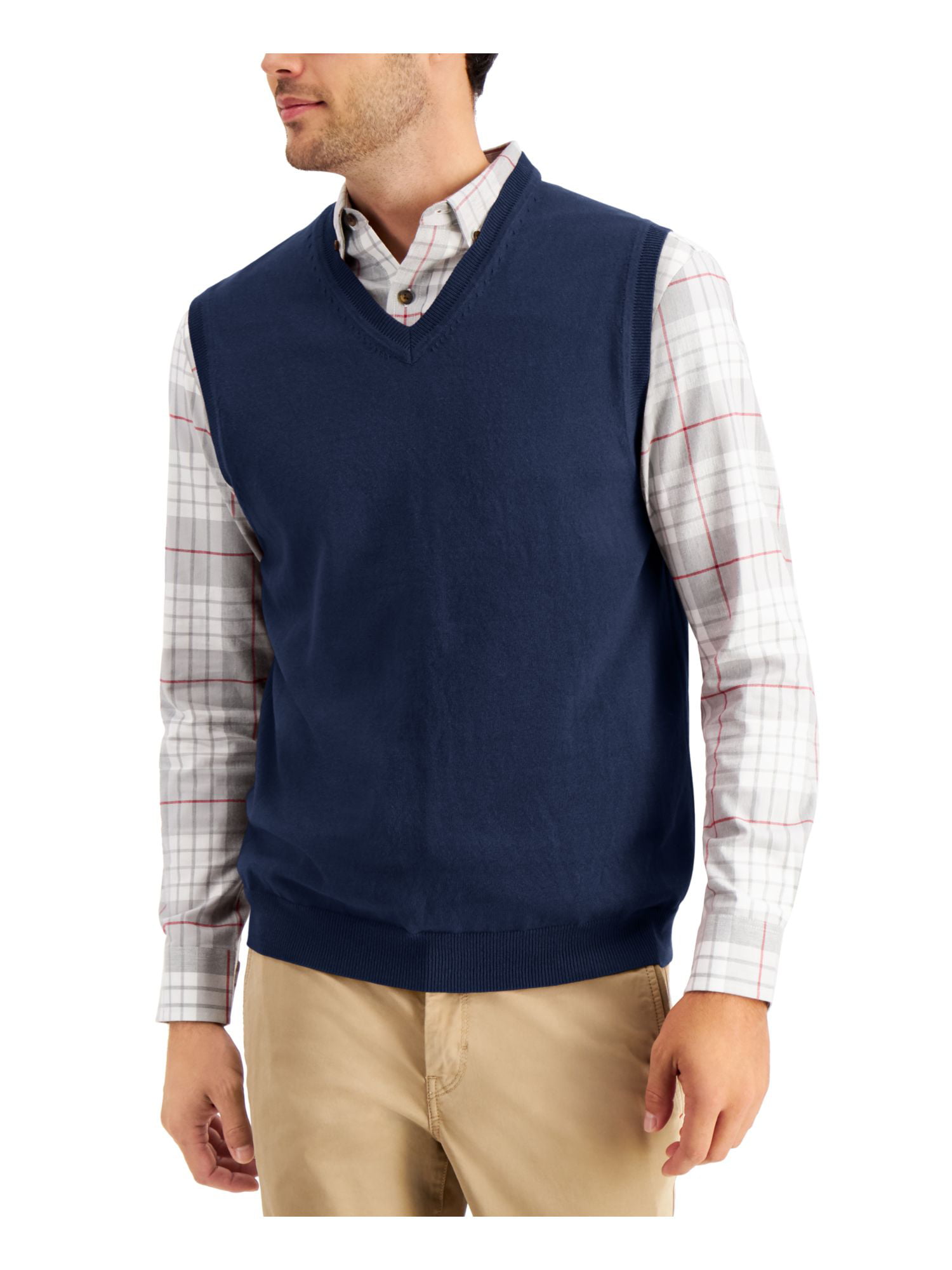 CLUBROOM Mens Navy V Neck Sweater Vest 3X - Walmart.com