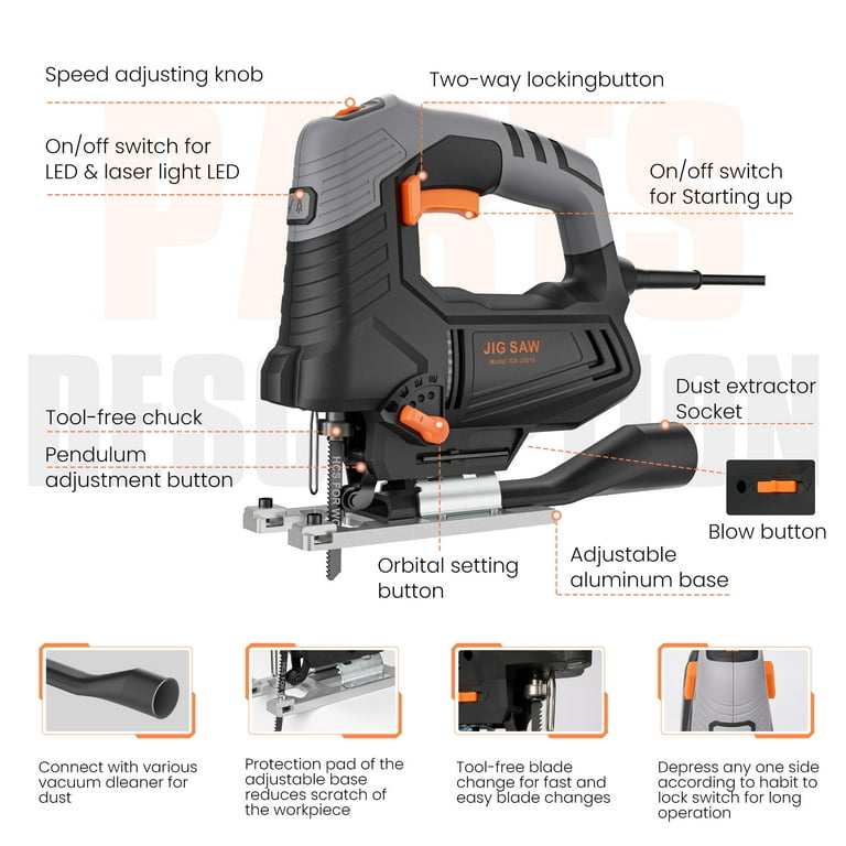 Orbital Jig Craftsman Led Laser Jig Saw ENGiNDOT 800W 120V