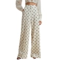 thumbnail image 3 of Women'S Polka Dots Wide Leg Tailored Pants High Waisted Belted Loose Trousers with Pockets Color XXL, 3 of 10