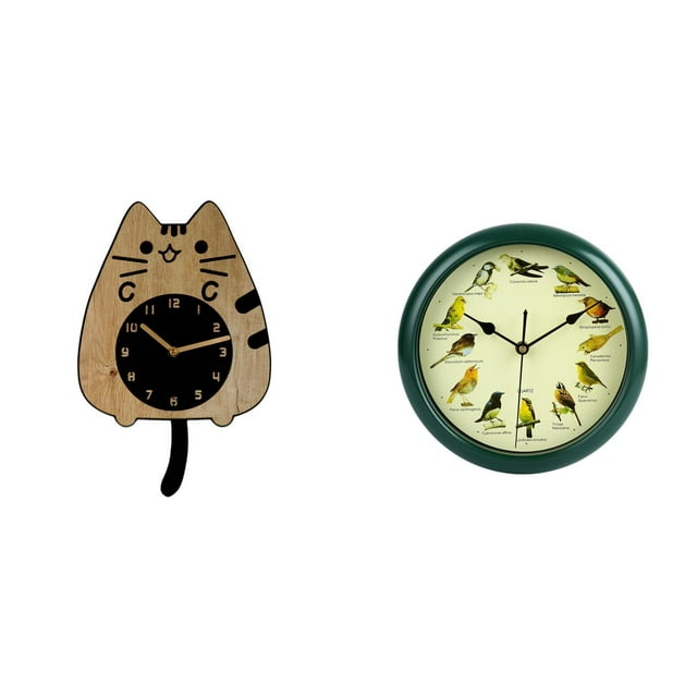 Reloj De Pared Con Diseño De Gato Y Pájaros Musicales, Adorno Decorativo Para Colgar En La Pared, Con Sonido Silencioso Y Melodía, Ideal Para Cocina, Dormitorio Y Decoración Del Hogar.
