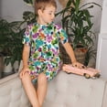 thumbnail image 4 of Balery Watercolor Flowers Conjunto de Pijama Infantil de Manga Corta con Estampado – Ropa de Dormir de Algodón Suave-X-Large, 4 of 6