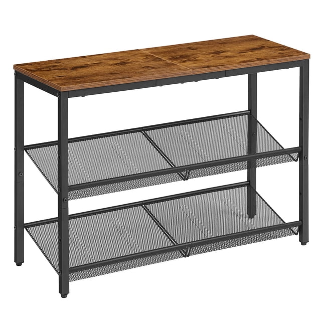 Organizador de 3 niveles para zapatos VASAGLE con estantes de almacenamiento, color marrón y negro