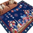 thumbnail image 2 of Independence Day Washable Area Rug 6 x 9 ft Retro Red Blue USA Flag Floral Star Dark Blue, Soft Non Slip Rugs Stain Repellent Indoor Felt Carpet for Living Dining Room Bedroom Home Office, 2 of 9