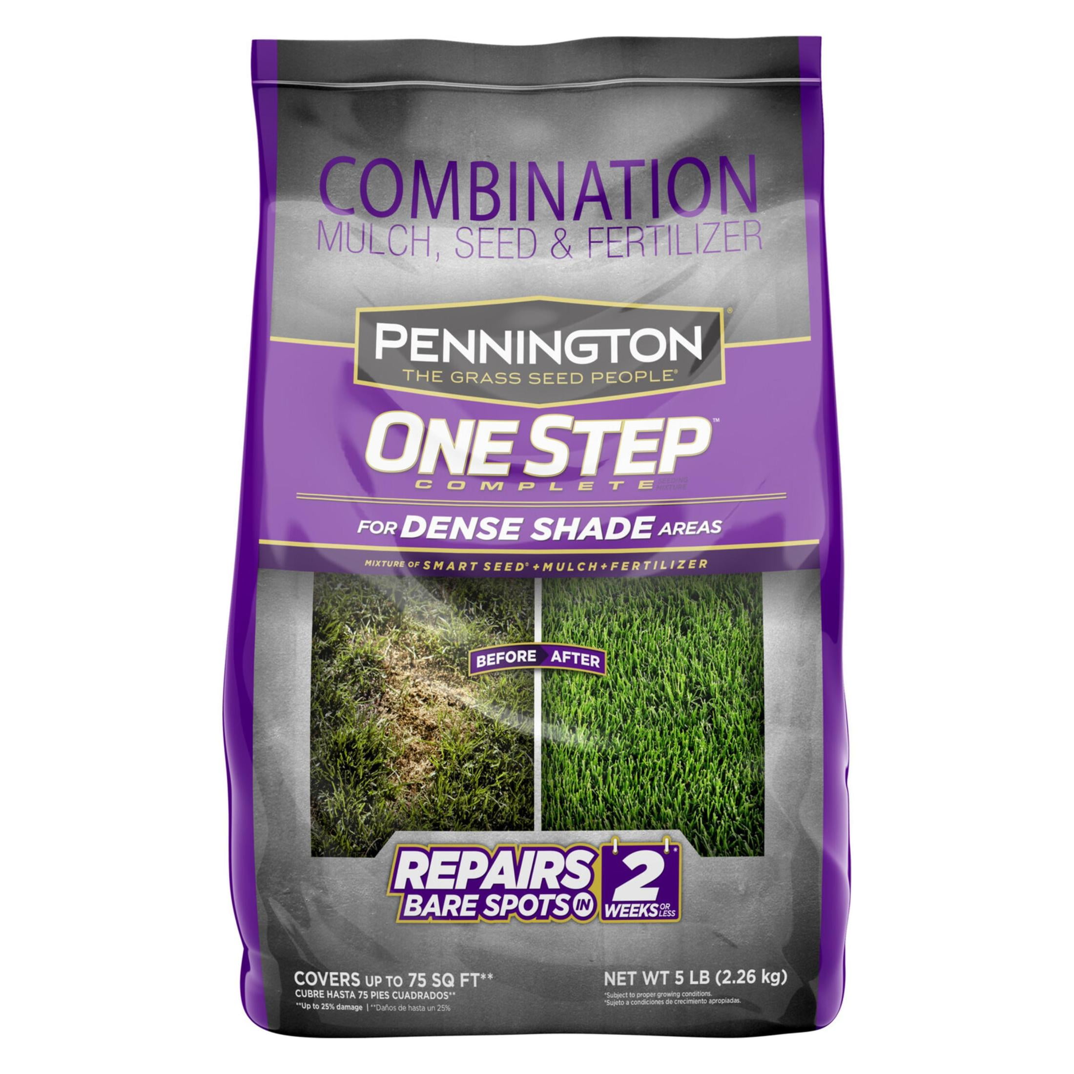 (2 pack) Pennington One Step Complete Dense Shade Patch & Repair Grass Seed Mix, Partial to Full Shade, 5 lb.