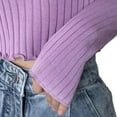 thumbnail image 4 of Wowcloth Women's Off-Shoulder Ruffle Top, Slim Fit Cropped, Knit Long Sleeve for Casual Daily Wear, 4 of 4