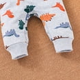 thumbnail image 3 of Gibobby Mono Ajustado de Verano con capucha para bebés de dibujos animados para niñas y niños, mono de manga larga con estampado de dinosaurio para niñas y mono(Gris， 6-9 Meses), 3 of 5
