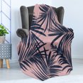 thumbnail image 4 of Navy and Blush Soft Flannel Fleece Blanket, Summer Exotic Floral Tropical Palm Tree Leaf Banana Plant Hawaii, Cozy Plush for Indoor and Outdoor Use, 60" x 80", Night Blue Pale Pink, by Ambesonne, 4 of 5