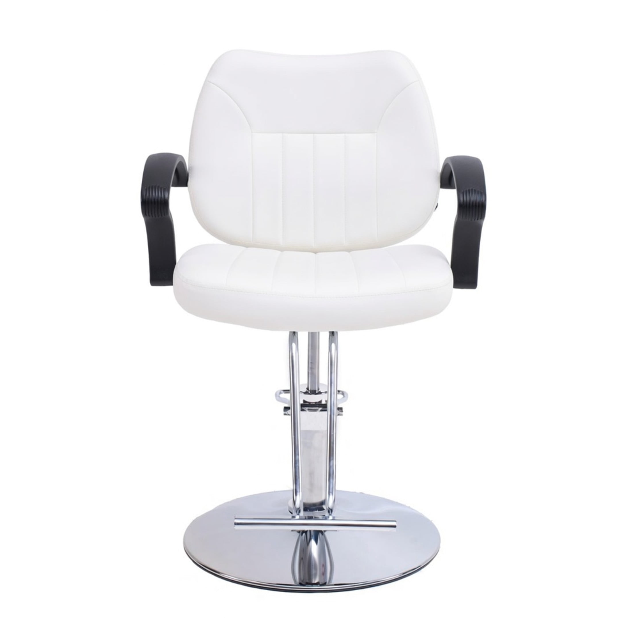 Noble House Hydraulic Barber Styling Chair with PU Upholstery, Adjustable Height, White + Chrome