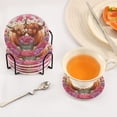 thumbnail image 5 of Haosy Set of 6 Drink Woven Coaster with Holder Heat Resistant Non-Slip Bar Coasters 4 Inches Highland Cattle Flowers Hearts, 5 of 7