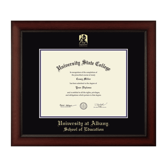 Framerly - Albany State New York Education Diploma Frame with Black and Purple Mat